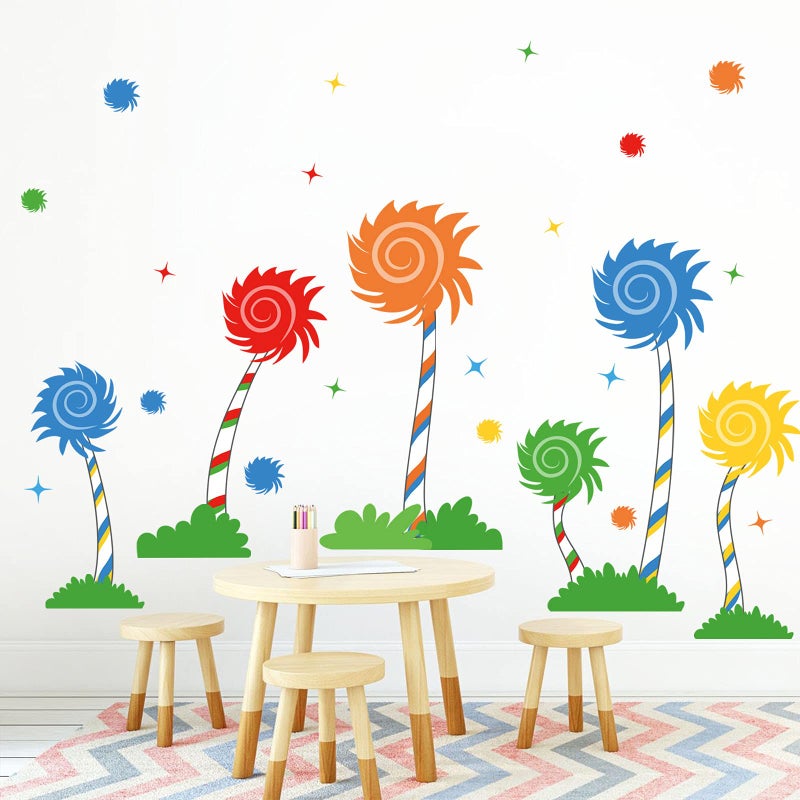 decalmile Large Colorful Tree Wall Decals Kids Wall Stickers Baby Nursery Childrens Bedroom Playroom Wall Decor - Image 2
